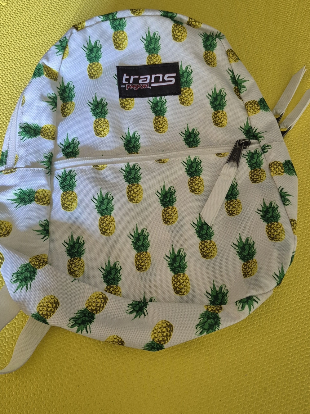 JansSport/ Trans Pineapple Print Mini Backpack - White and Yellow